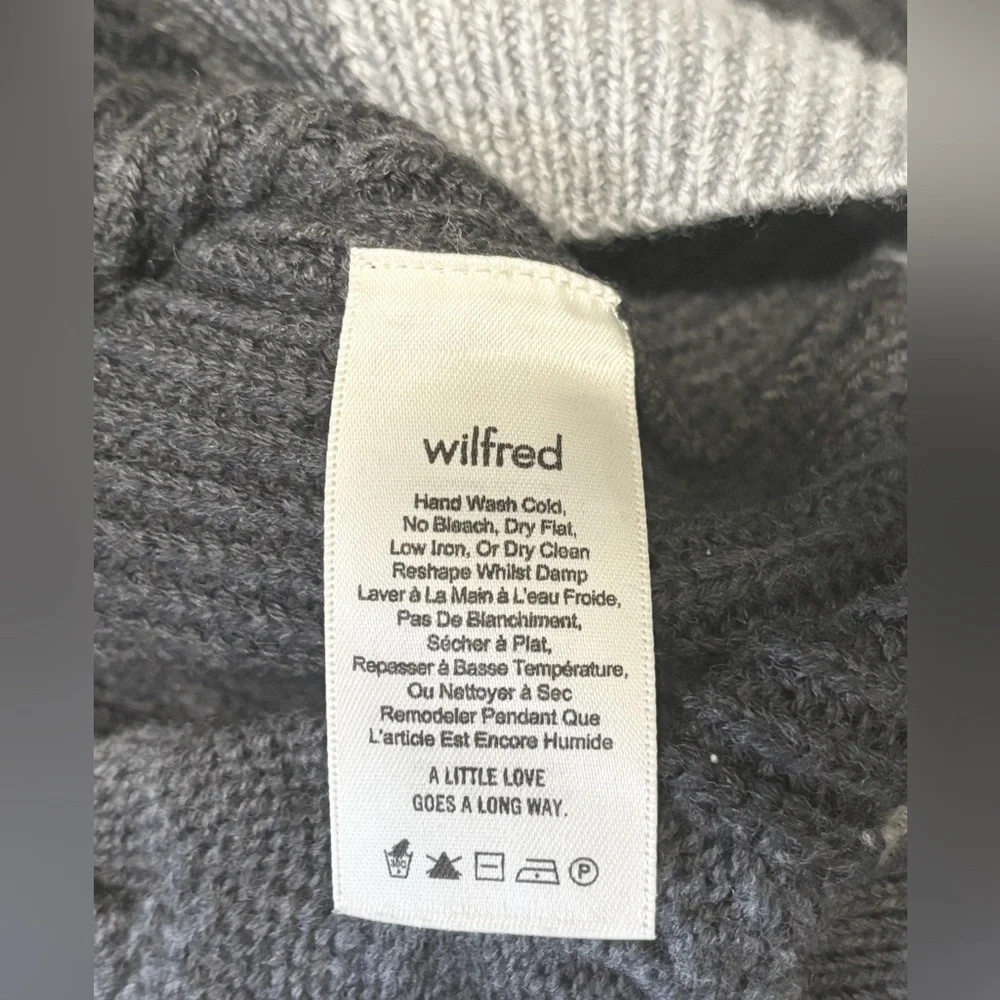 Aritzia Wilfred Lonell Gray Colorblock Cable Knit Merino Wool Sweater Size XS - Picture 9 of 10